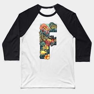 Initial Letter F doodle art Baseball T-Shirt